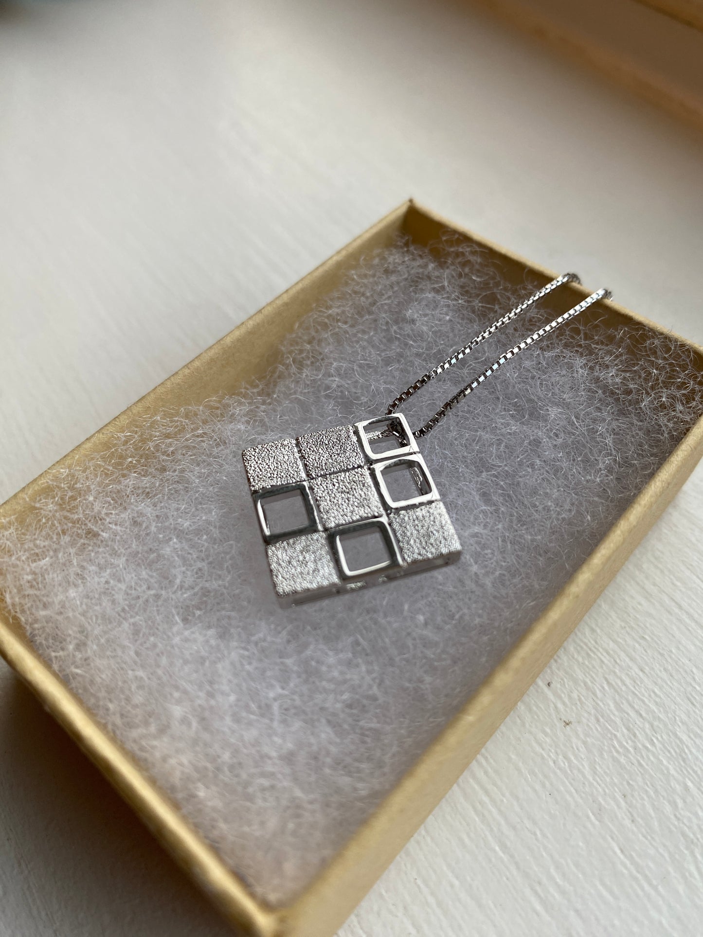 Silver Pendant Square Necklace