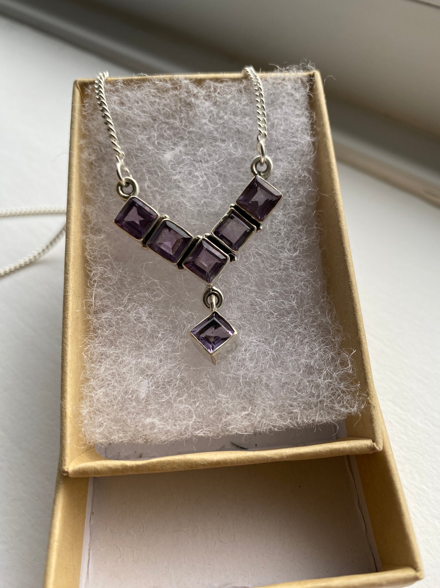 Amethyst & Silver Studded Necklace