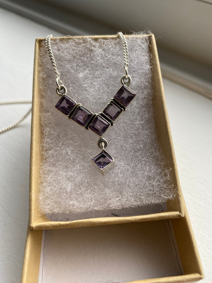 Amethyst & Silver Studded Necklace