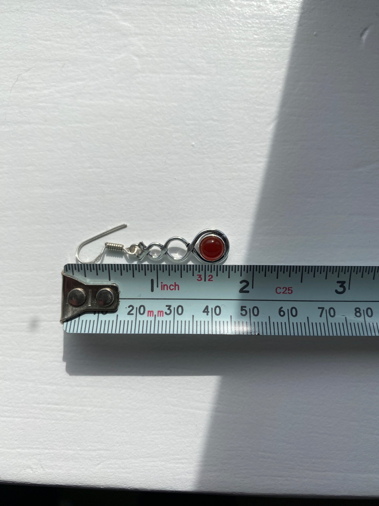Silver Carnelian Twist Earrings