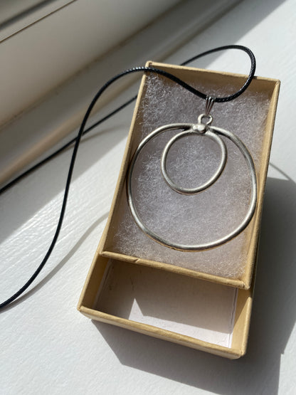 Antique Silver Circles Pendant Necklace