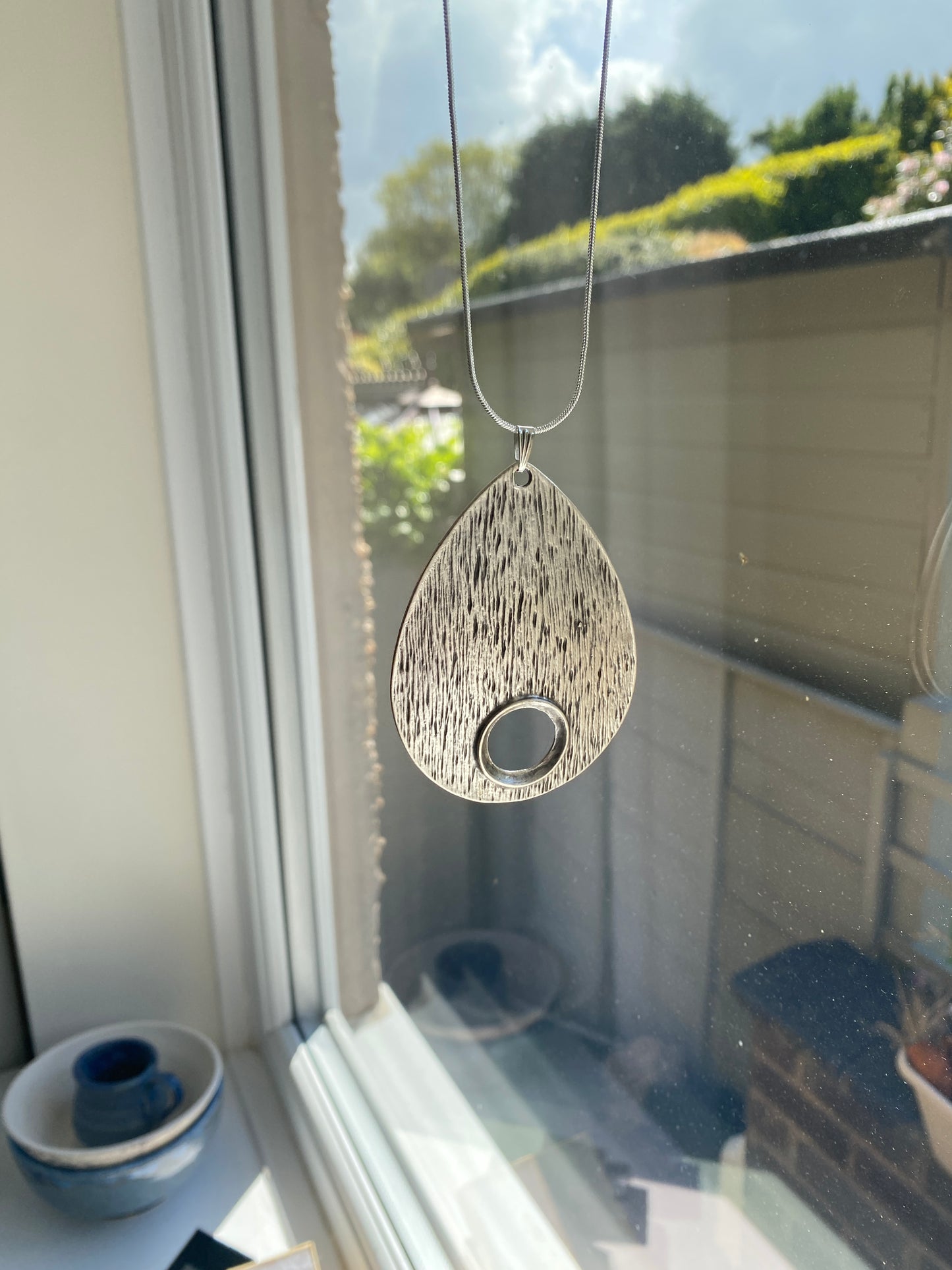Large Drop Round Teardrop Shaped Pendant Necklace