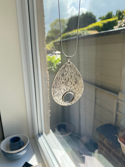 Large Drop Round Teardrop Shaped Pendant Necklace