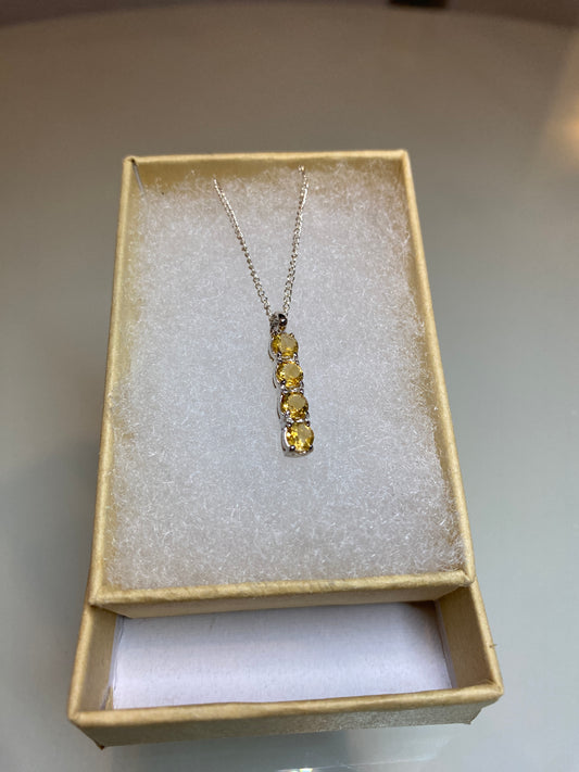 Silver Necklace with Topaz/Citrine Stones