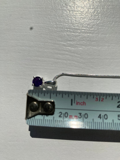 Amethyst Stone Silver Pendant Necklace