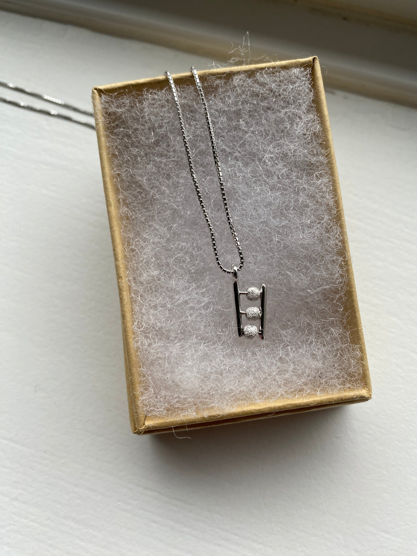 Silver Ladder & Ball Pendant Necklace