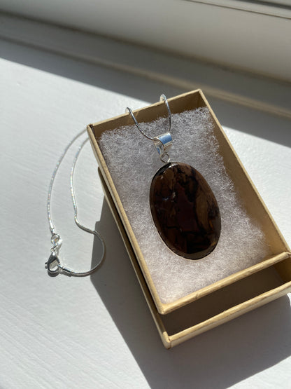 Dark Tiger Eye Pendant Necklace