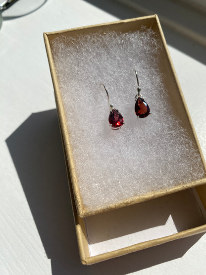Garnet Silver Earrings