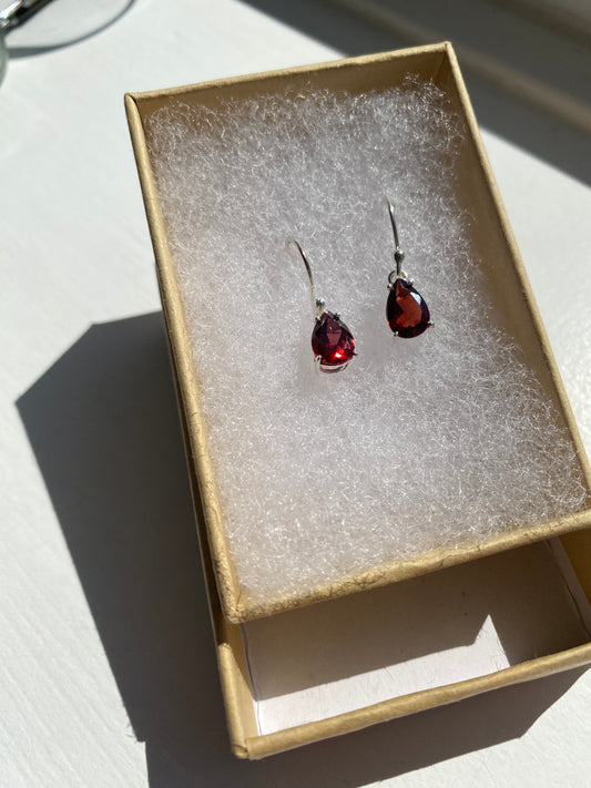 Garnet Silver Earrings
