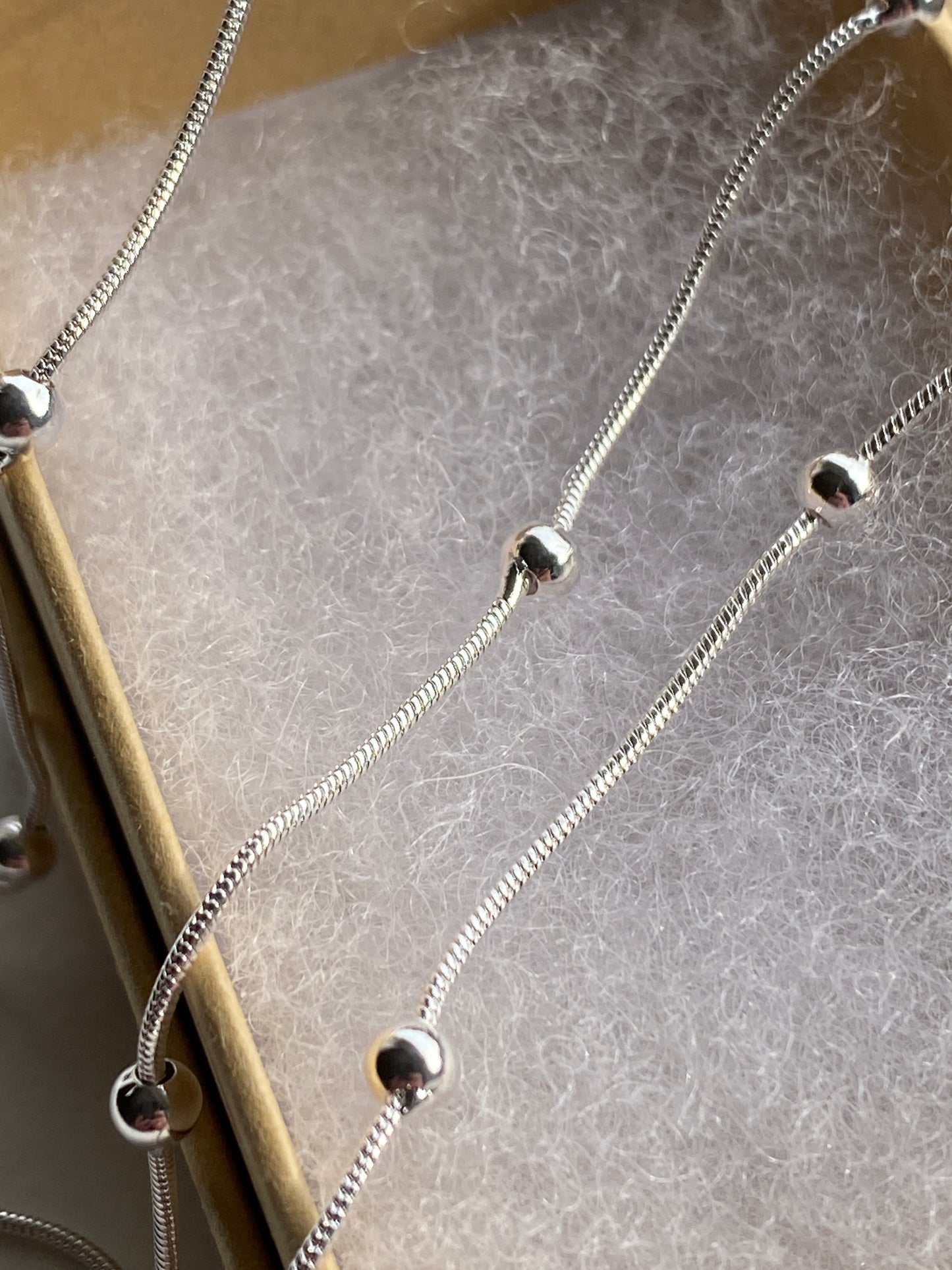 Three-Layer Beaded Silver Bracelet