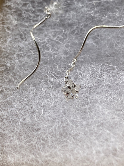 Silver Star Wave Tassel Thread Earrings