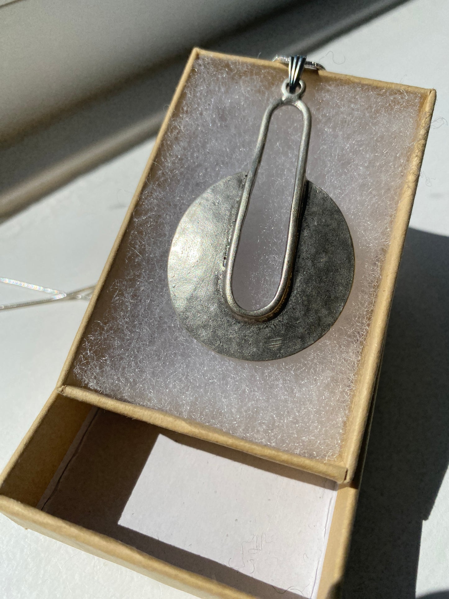 Uniquely Shaped Silver Tone Pendant Necklace