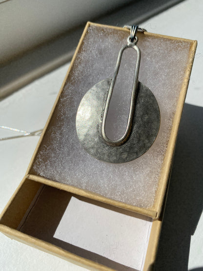 Uniquely Shaped Silver Tone Pendant Necklace