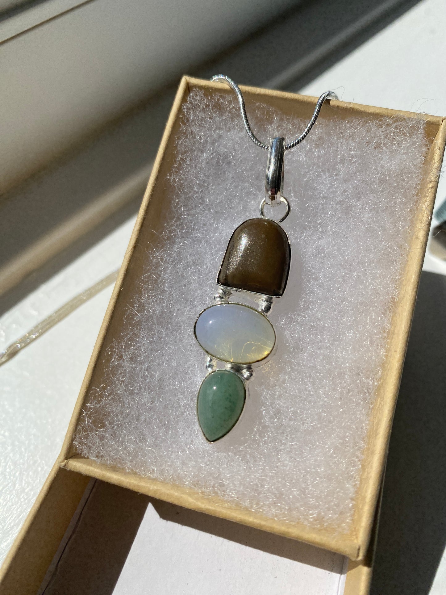 Brown Jasper, Opalite & Aventurine Pendant