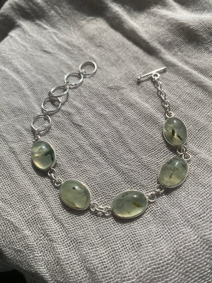 Pale Green Prehnite Bracelet.