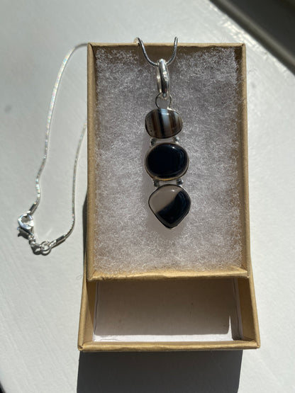 Black Banded Agate Stone Pendant