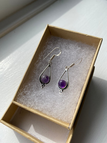 Contemporary Amethyst & Silver Earrings