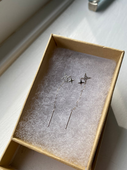 Silver Star Tassel Earrings