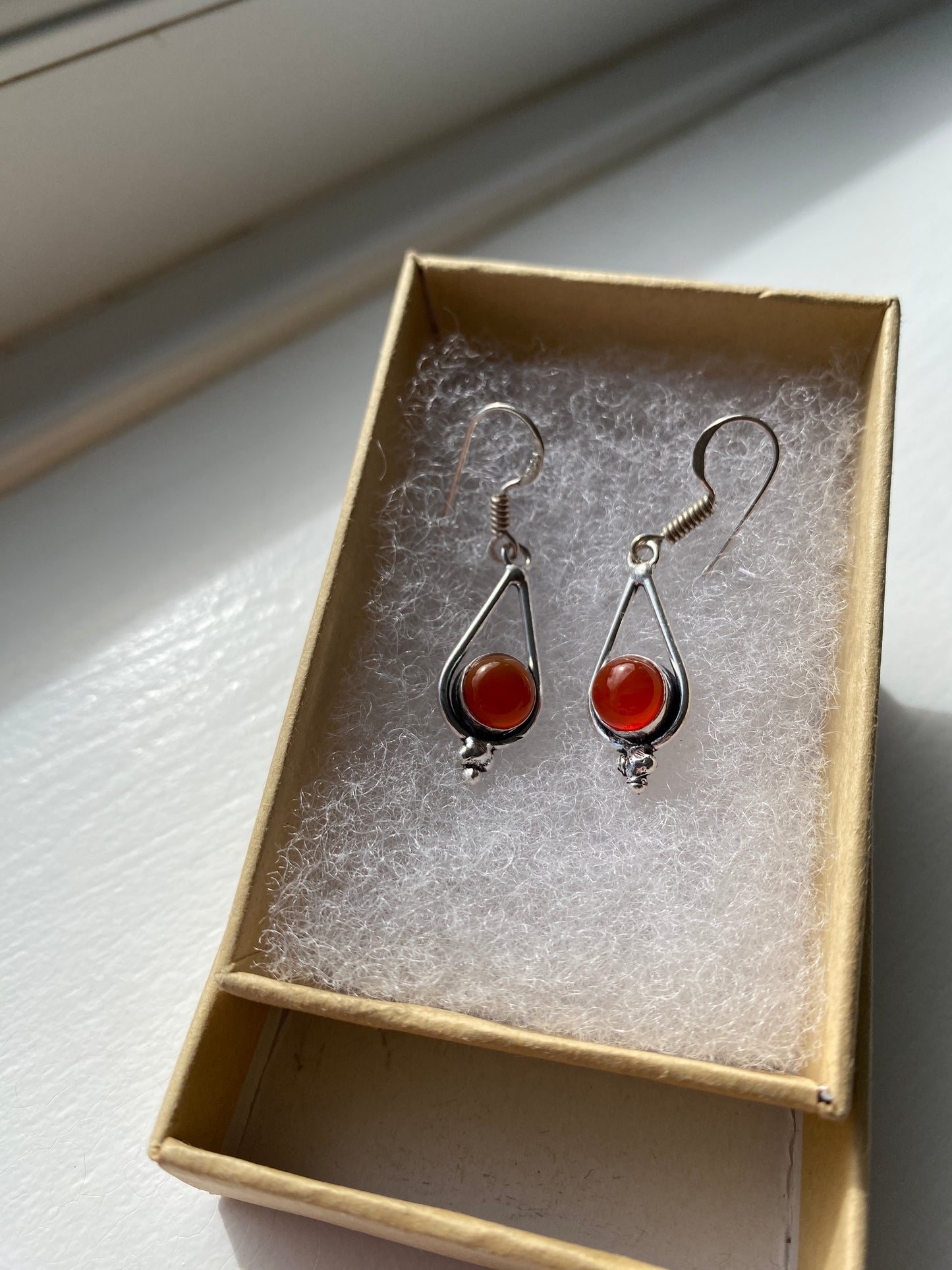 Carnelian & Silver Contemporary Earrings