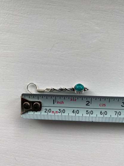 Turquoise Twisted Silver Earrings