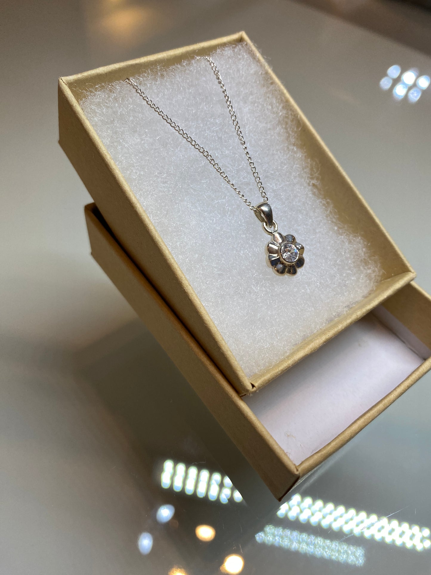 Silver Flower Pendant Necklace