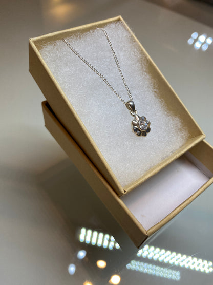 Silver Flower Pendant Necklace