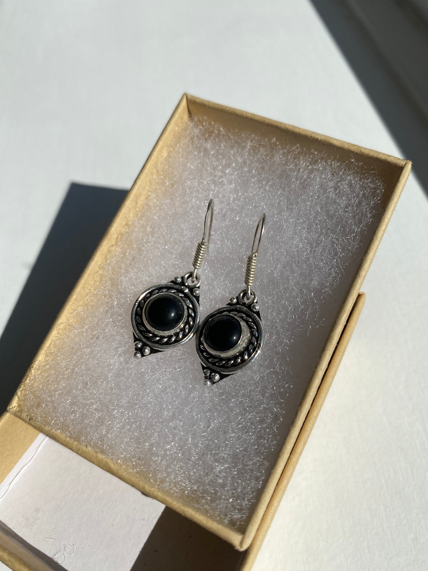 Black Onyx Vintage Style Earrings