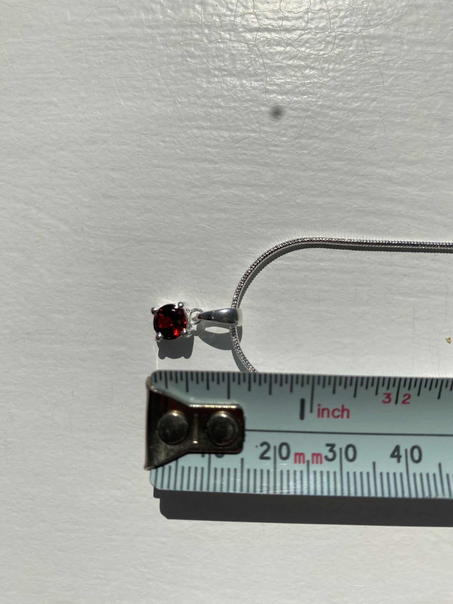 Garnet Silver Pendant Necklace
