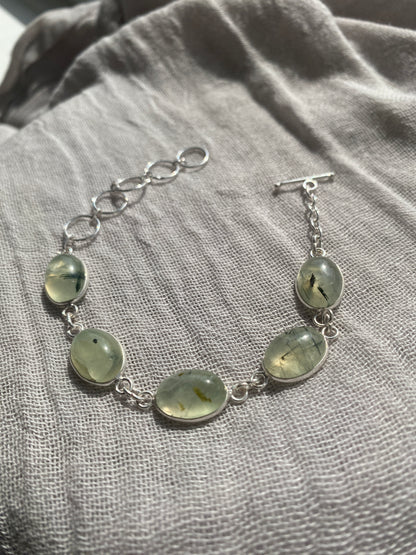 Pale Green Prehnite Bracelet.