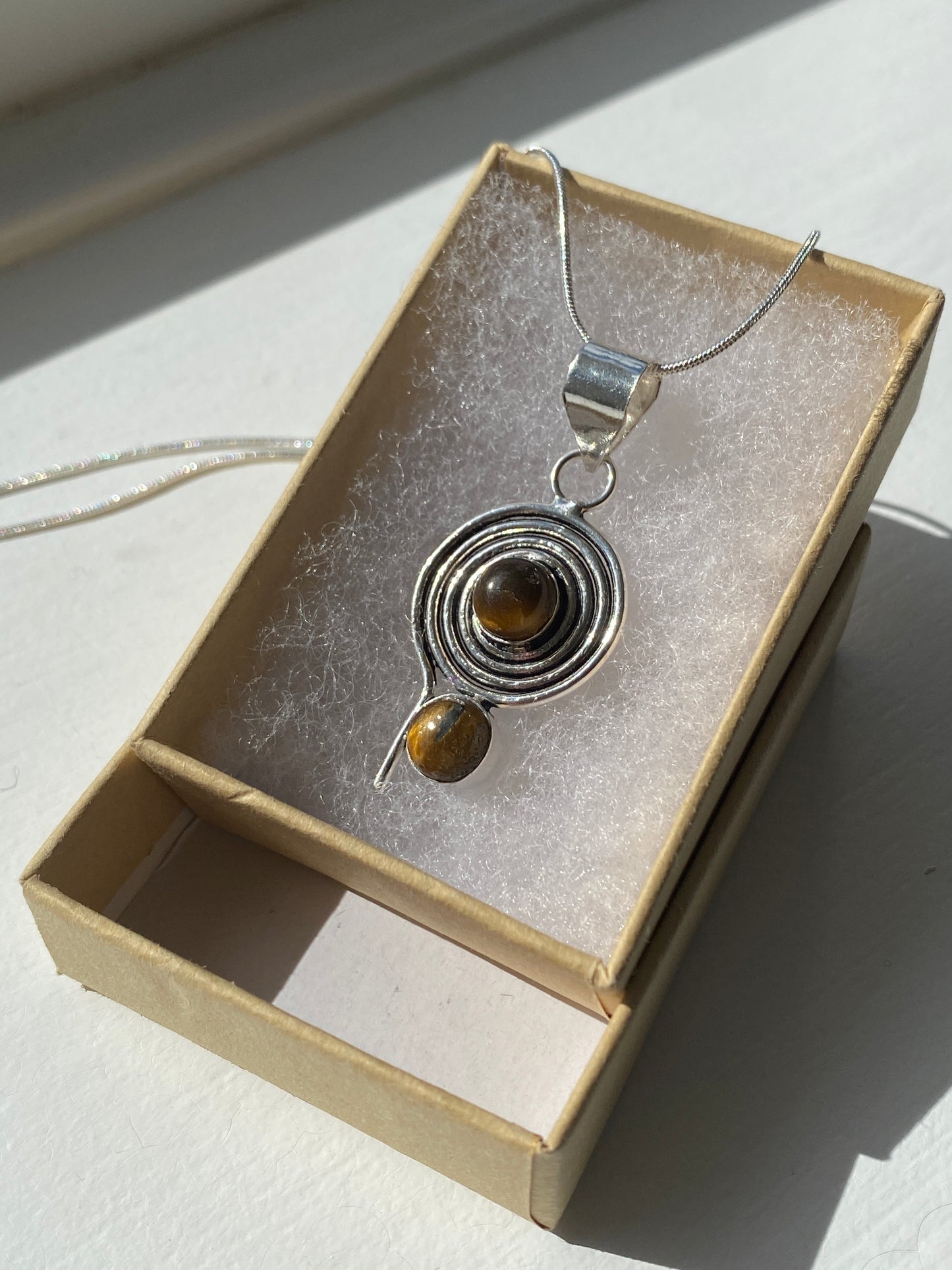 Tiger Eye Silver Spiral Pendant