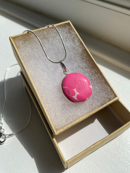 Pink & White Marbled Pendant