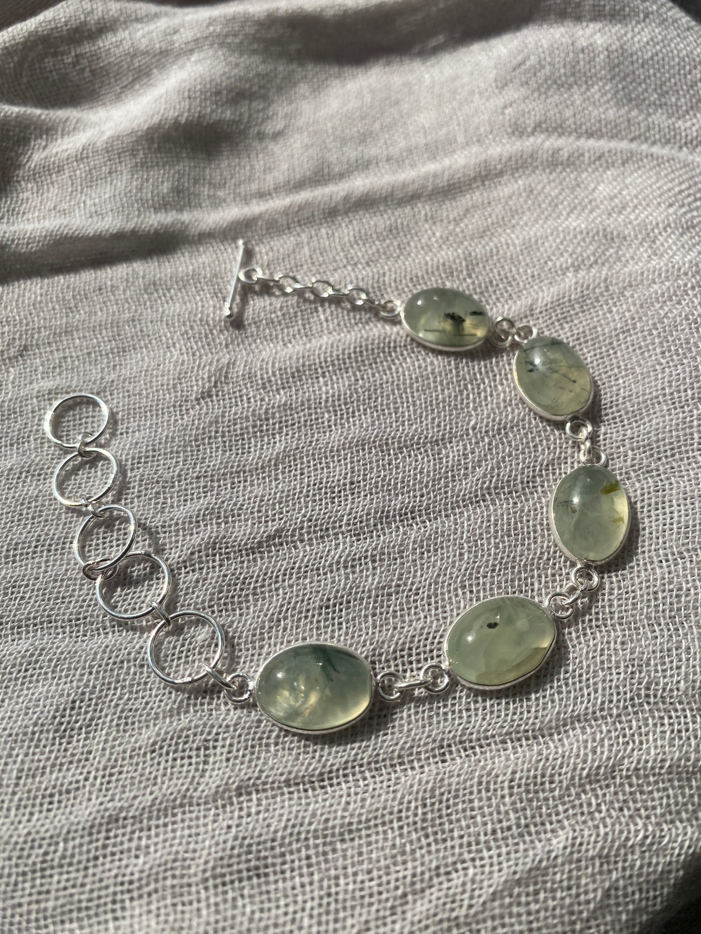 Pale Green Prehnite Bracelet.