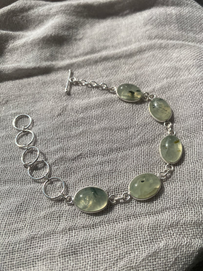 Pale Green Prehnite Bracelet.