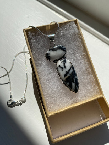 Snowflake Obsidian Pendant Necklace