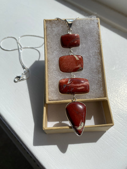 4-Stone  Red Jasper Pendant Necklace