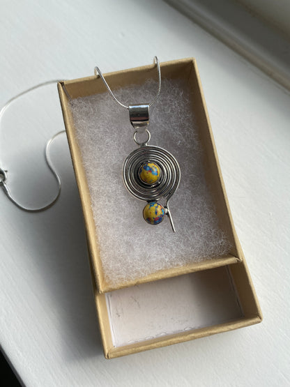 Yellow Jasper Silver Spiral Pendant