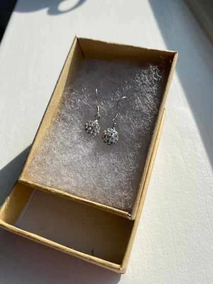 Silver Shamballa Ball Dangle Earrings