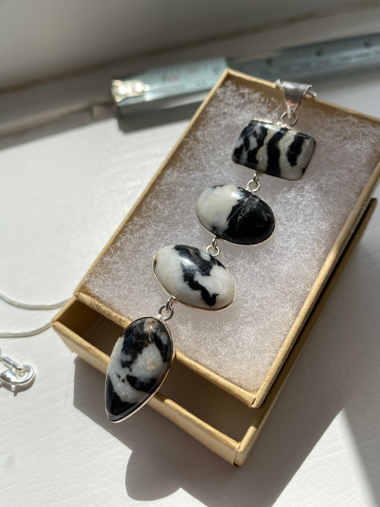 4-Stone Zebra Jasper Pendant Necklace