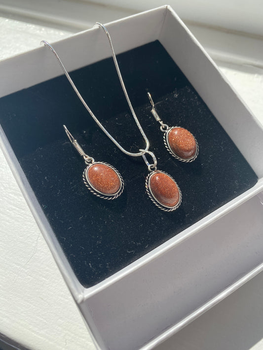 Goldstone Necklace & Earring Set