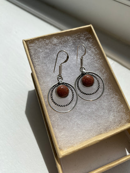 Sunstone Double Circle Earrings