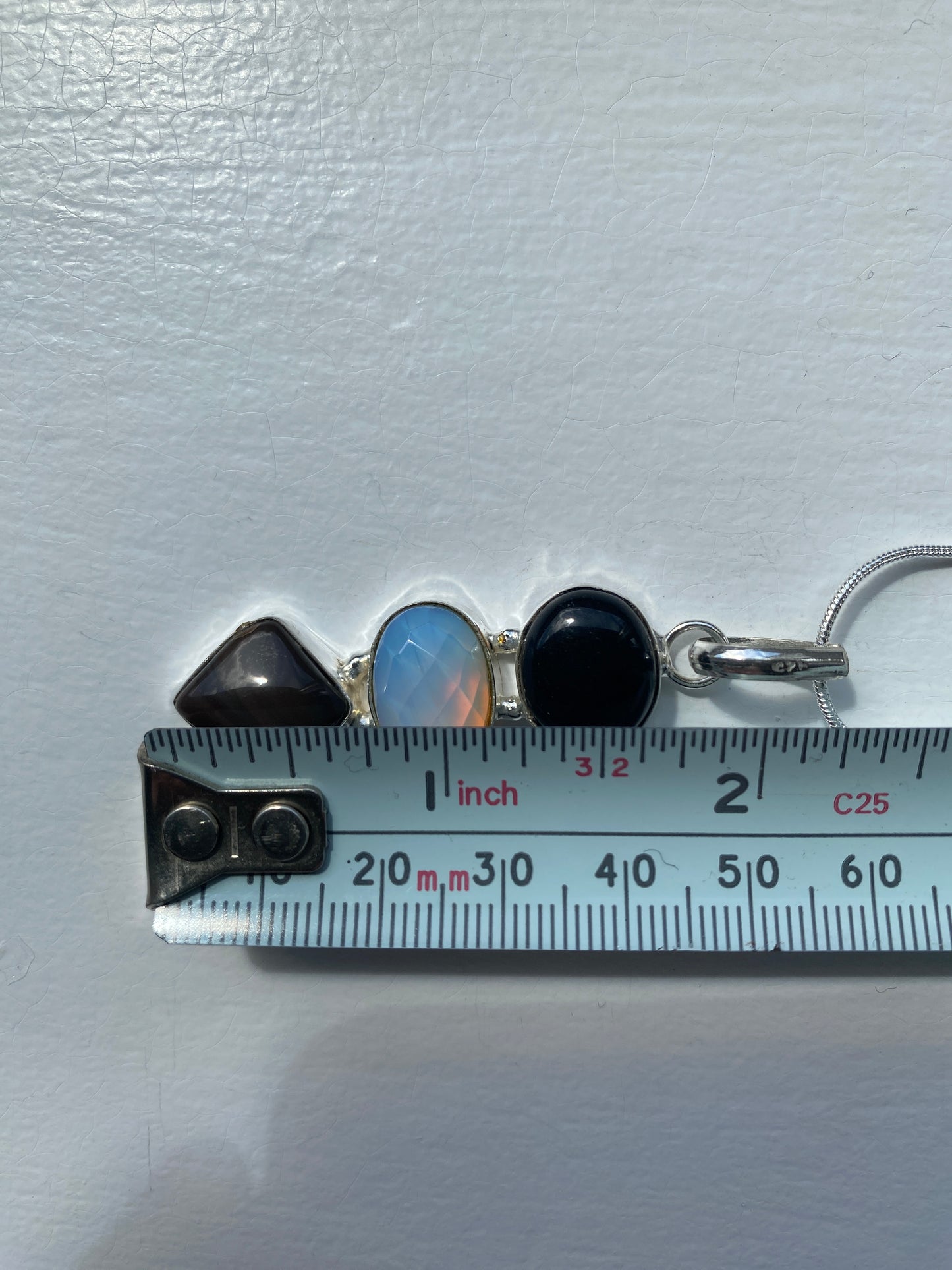Black Onyx, Moonstone and Smoky Quartz Pendant