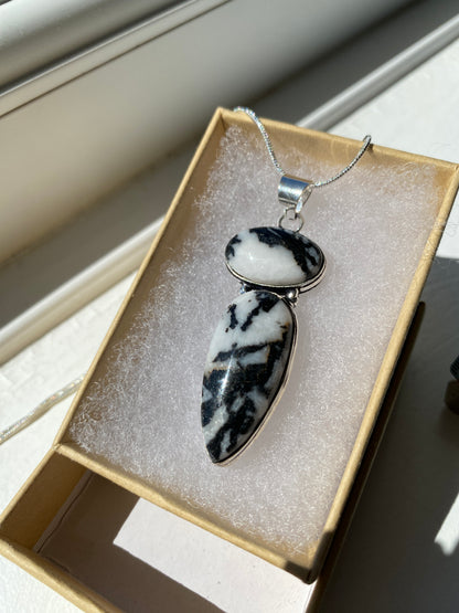 Snowflake Obsidian Pendant Necklace