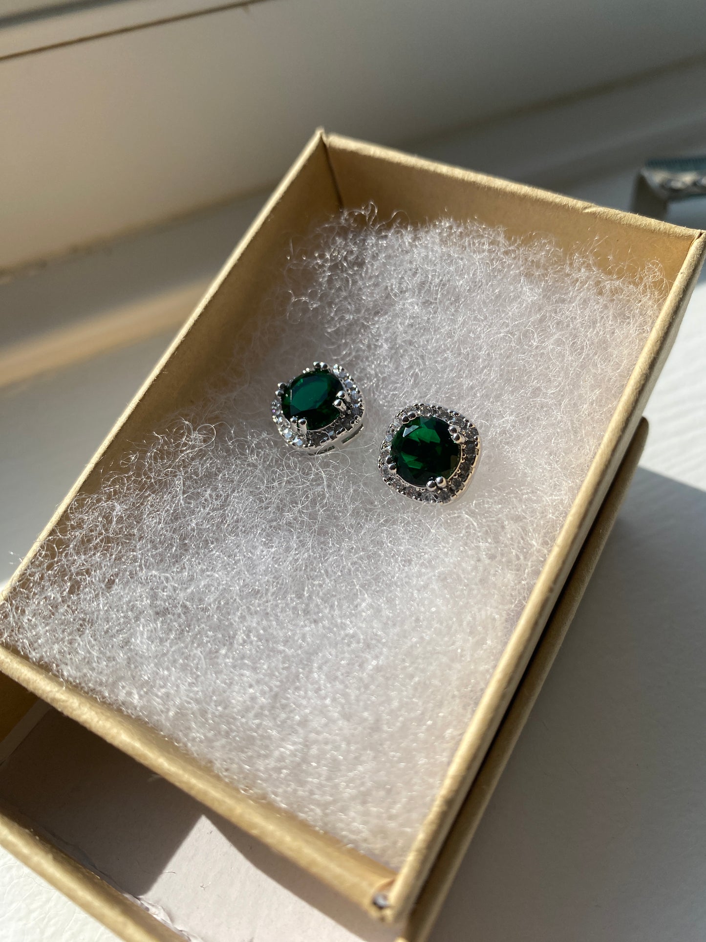 Square Emerald Ear Studs