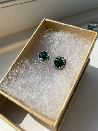 Square Emerald Ear Studs