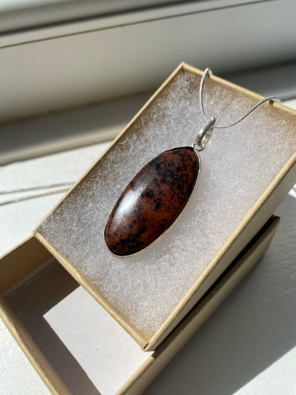 Mahogany Jasper Stretched Oval Pendant