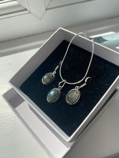 Labradorite Cabochon Jewellery Set