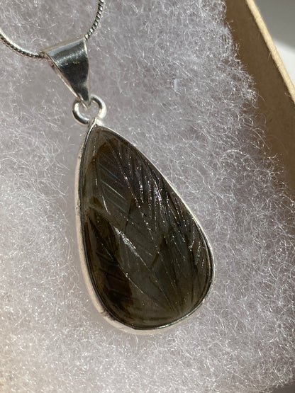 Black Obsidian Stone Pendant Necklace