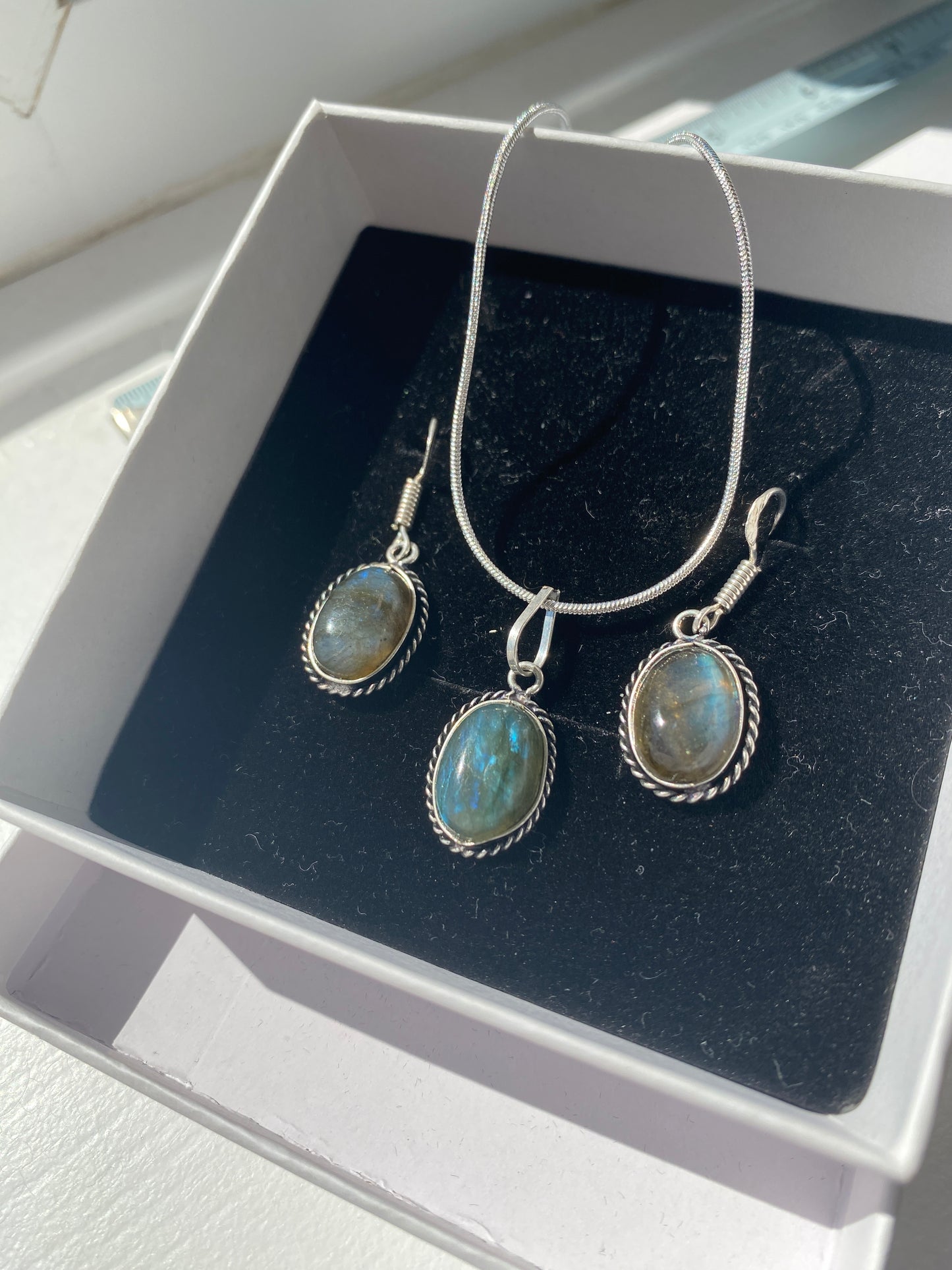 Labradorite Cabochon Jewellery Set