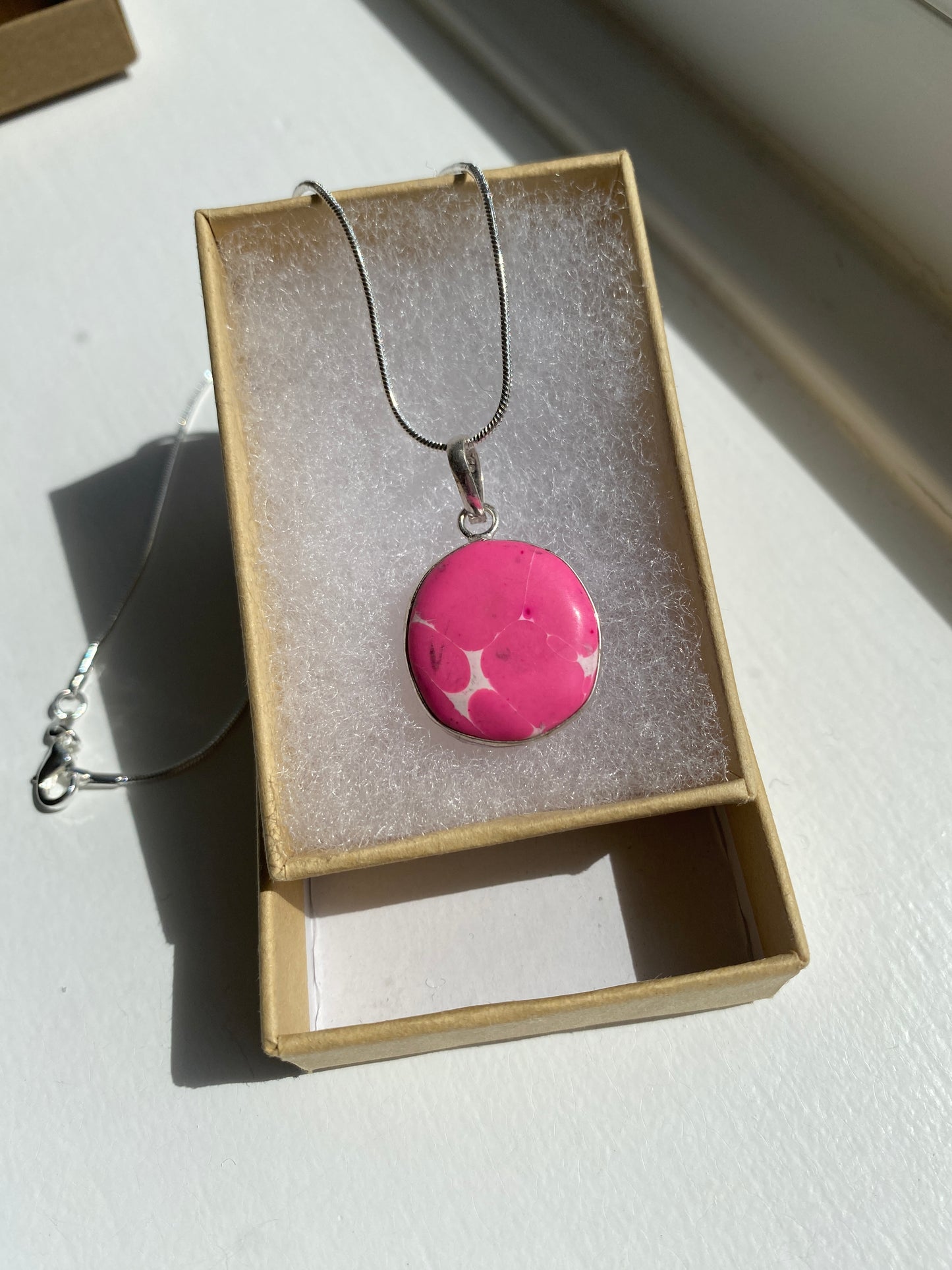 Pink & White Marbled Pendant
