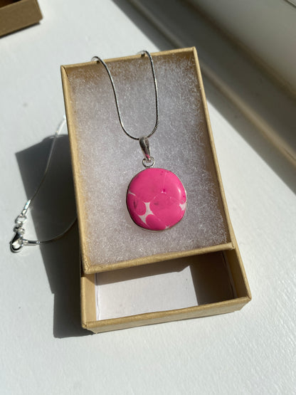 Pink & White Marbled Pendant